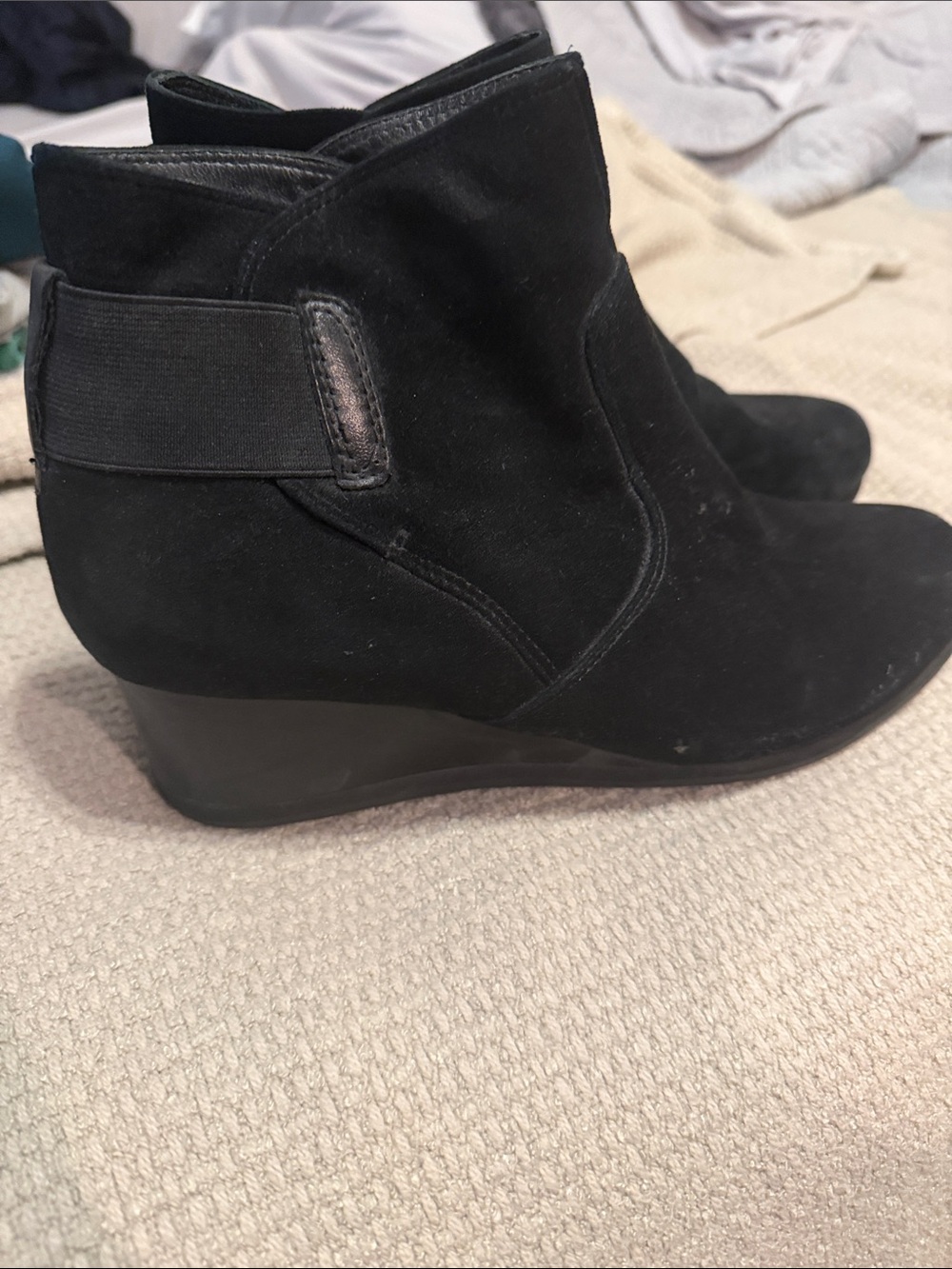 Black Suede Wedge Ankle Booties - Sleek Everyday Style